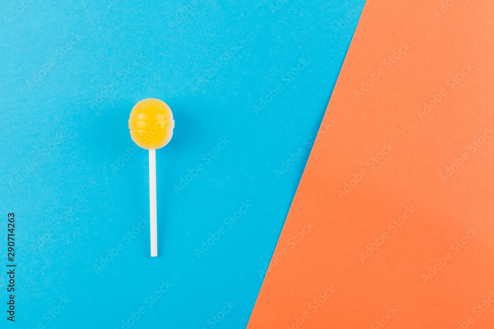 lolipop on mint blue pastel background. lolipop on mint blue pastel background.