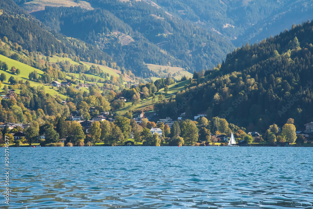 lake in mountains zell am see