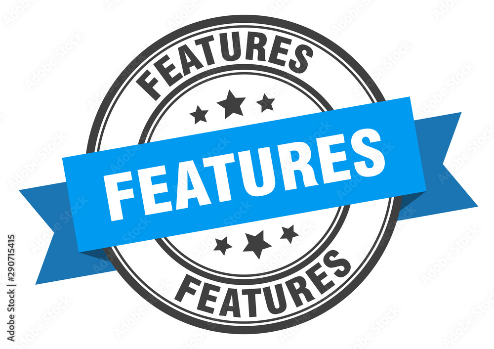 Fototapeta premium features label. features blue band sign. features