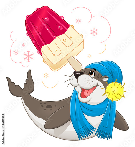 Seal with popsicle ice cream