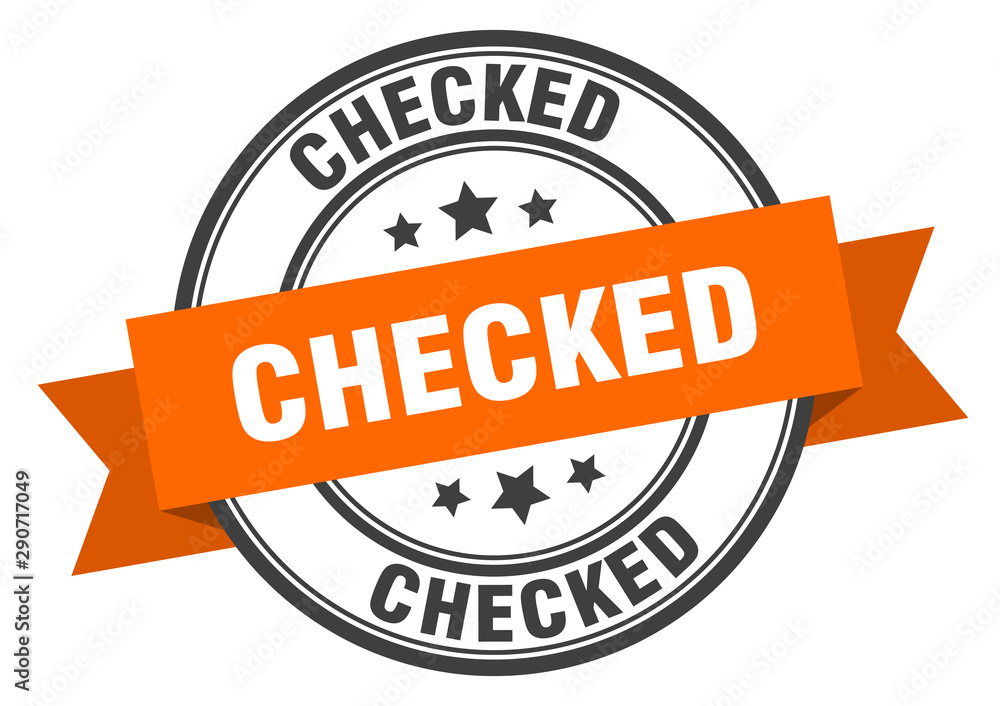 Fototapeta premium checked label. checked orange band sign. checked