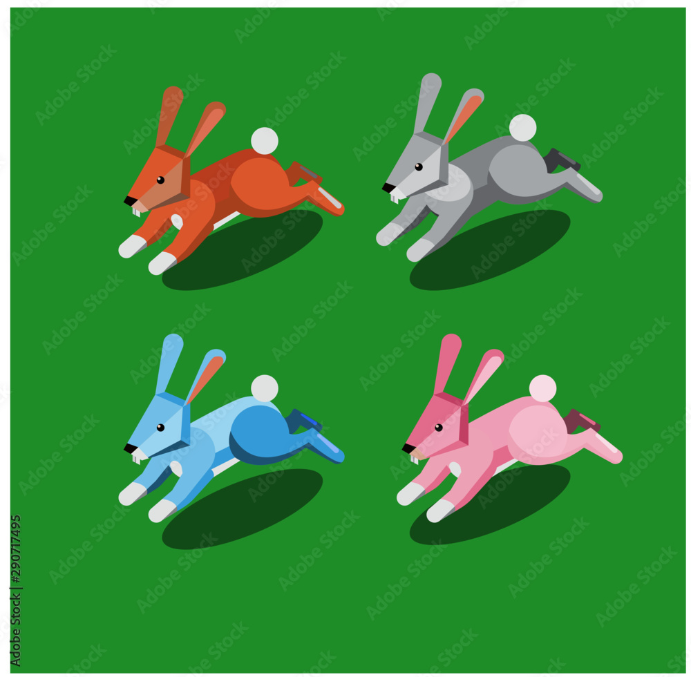 isometric rabbit running sign - icon - logo - symbol vector illustration isometric rabbit running sign - icon - logo - symbol vector illustration