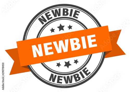 newbie label. newbie orange band sign. newbie