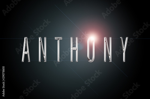 first name Anthony in chrome on dark background with flashes photo