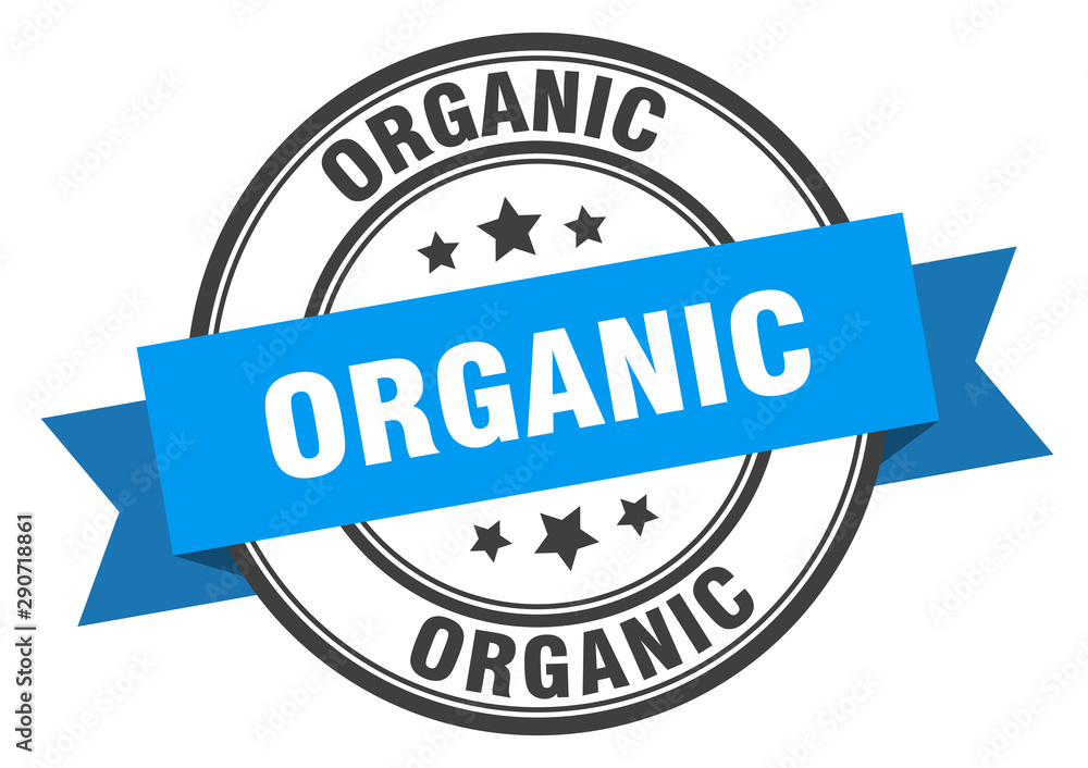 Obraz premium organic label. organic blue band sign. organic