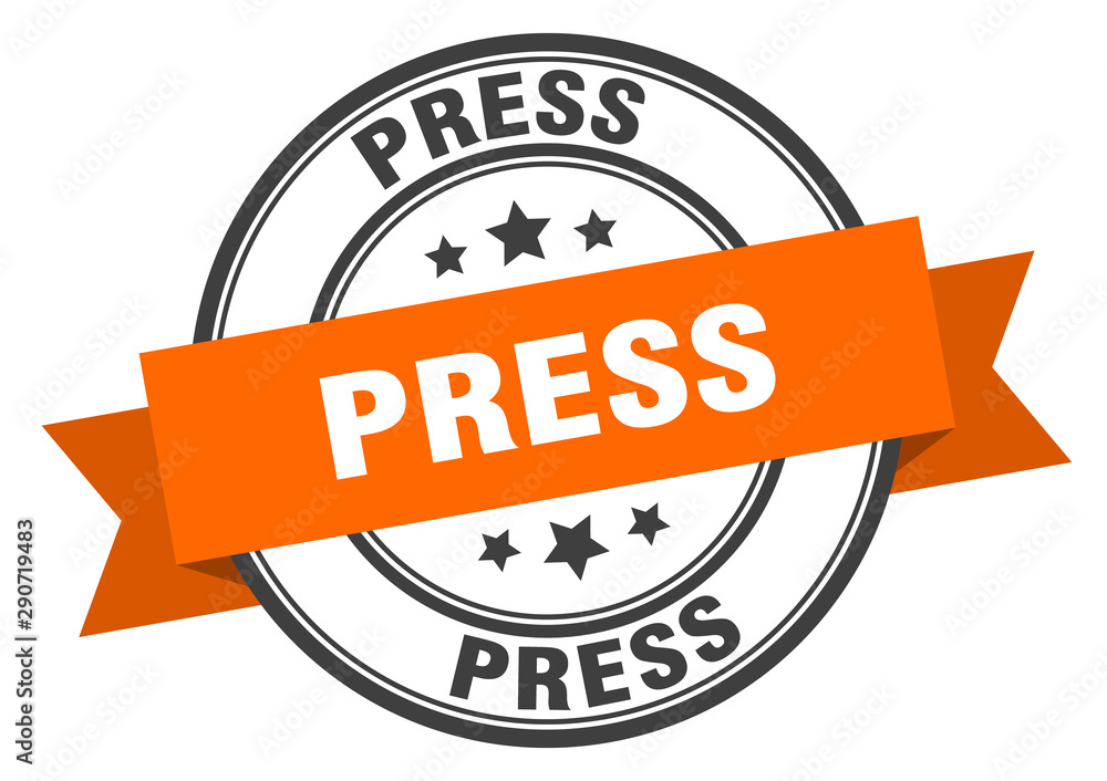 Fototapeta premium press label. press orange band sign. press