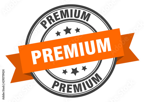 premium label. premium orange band sign. premium