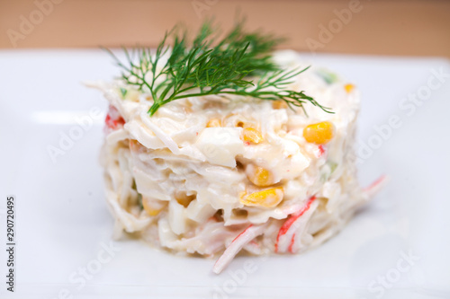 Restaurant dish crab salad photo