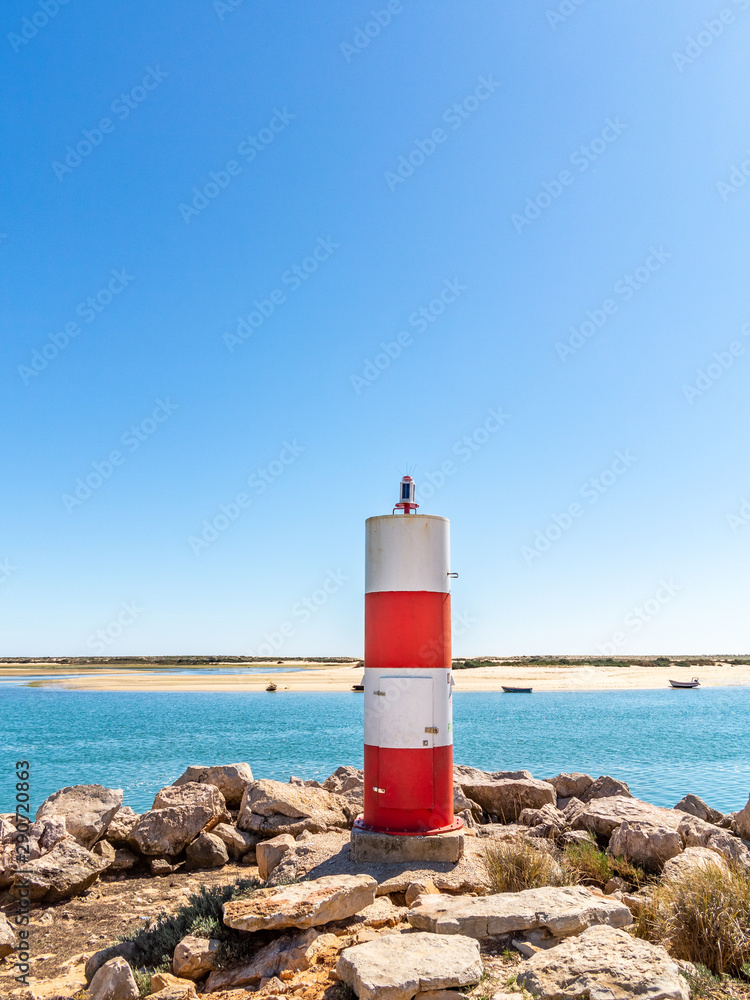 Fuzeta, Ria Formosa at Algarve. Little lighthouse