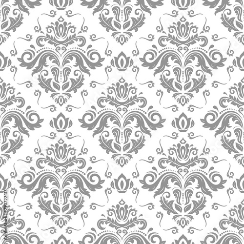 Classic seamless vector pattern. Damask orient ornament. Classic vintage background. Orient light silver ornament for fabric, wallpaper and packaging