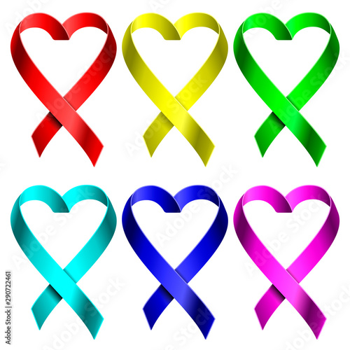 Heart ribbon laces in six d...