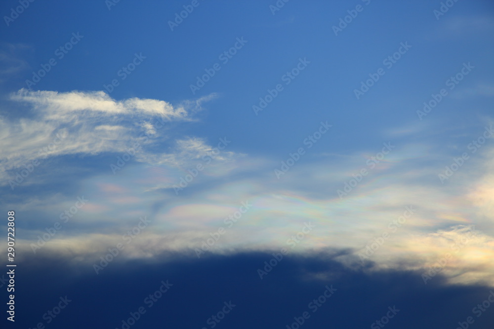 rainbow sky on cloudy strange phenomenon in twilight evening time .