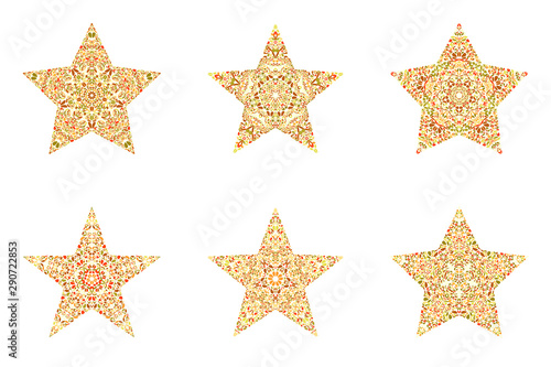 Isolated geometrical flower ornament star symbol collection - ornamental vector elements on background