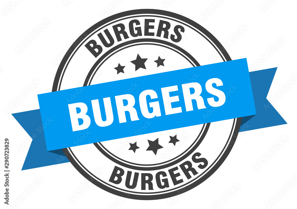 Obraz premium burgers label. burgers blue band sign. burgers
