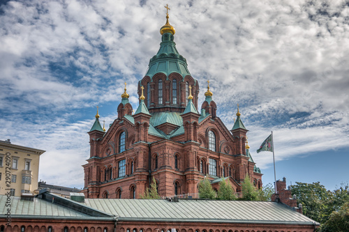 Uspenskin orthodox cathedral in Helsinki, capital of Finland photo