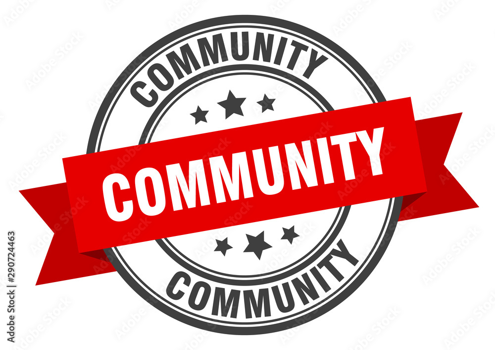 Fototapeta premium community label. community red band sign. community