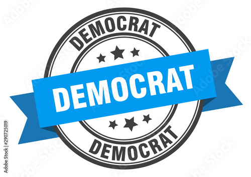 democrat label. democrat blue band sign. democrat