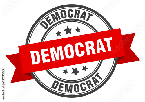 democrat label. democrat red band sign. democrat