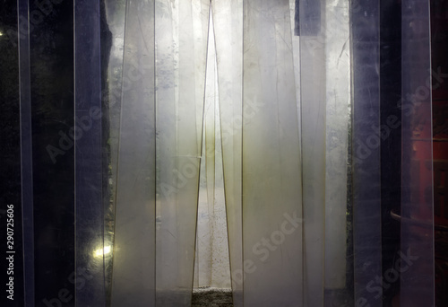 Door with plastic curtains