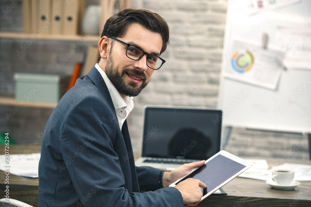 Business man middle aged working in the office Business man middle aged working in the office