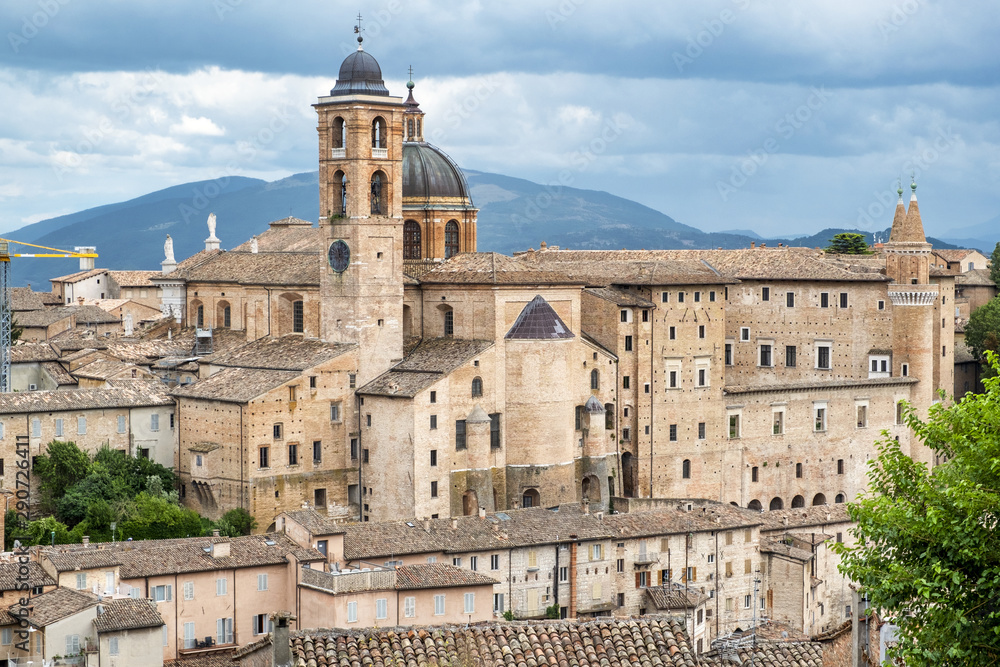 Urbino old city panorama. Color image