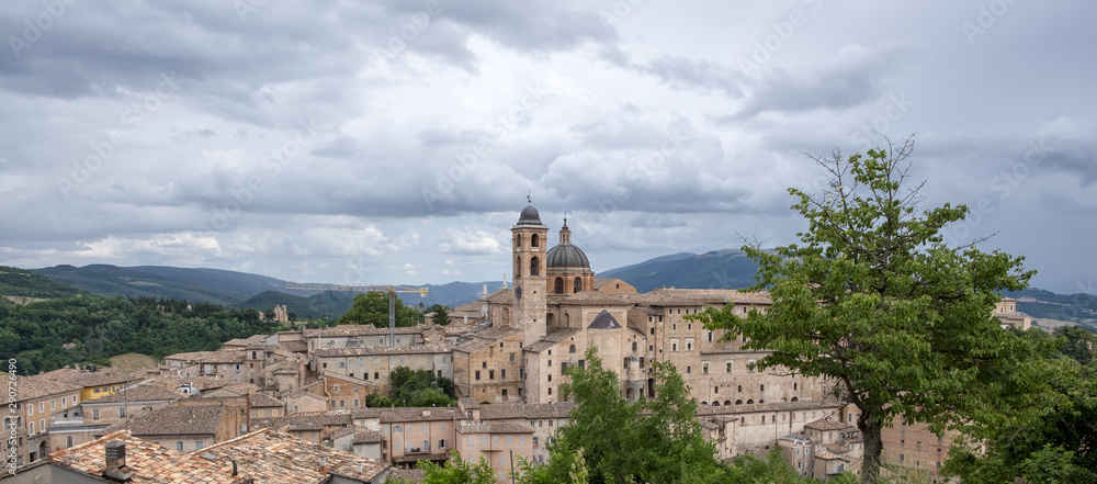 Urbino old city panorama. Color image