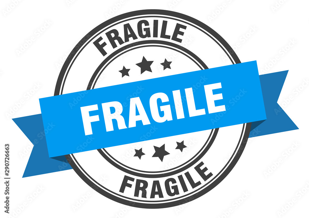 Fototapeta premium fragile label. fragile blue band sign. fragile