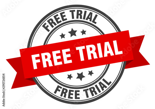 free trial label. free trial red band sign. free trial
