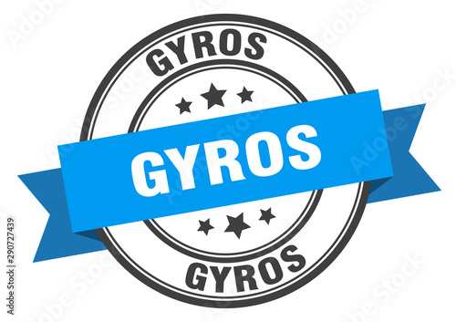 gyros label. gyros blue band sign. gyros