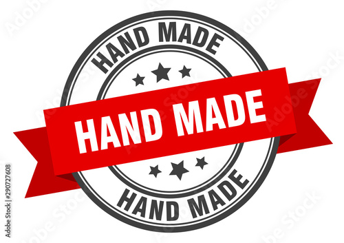 hand made label. hand made red band sign. hand made