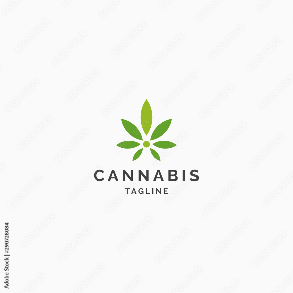 Green Cannabis Leaf Logo Icon Design Template. weed, hemp, farm, vector illustration