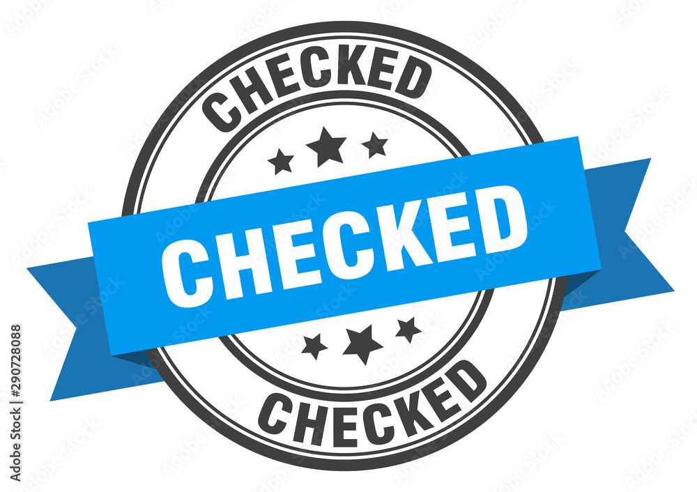 Fototapeta premium checked label. checked blue band sign. checked