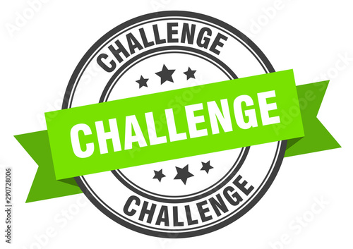 challenge label. challenge green band sign. challenge