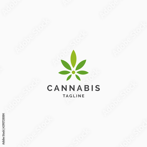 Green Cannabis Leaf Logo Icon Design Template. weed, hemp, farm, vector illustration