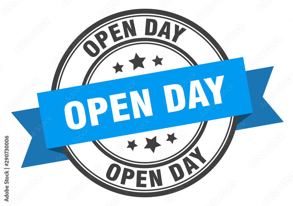 Fototapeta premium open day label. open day blue band sign. open day