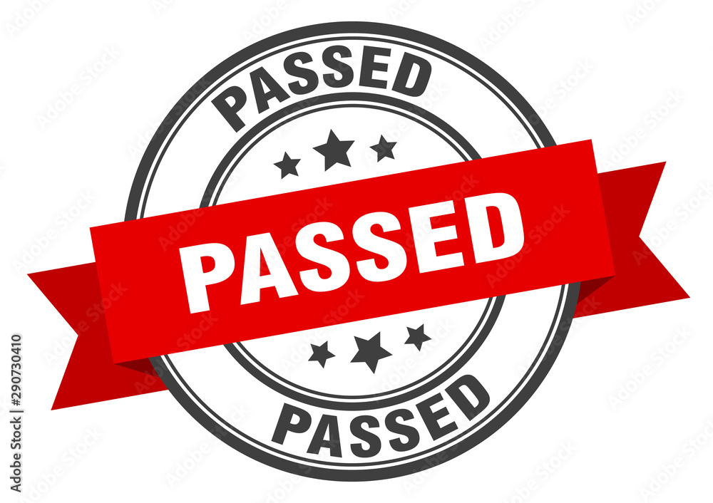 passed label. passed red band sign. passed - obrazy, fototapety, plakaty 