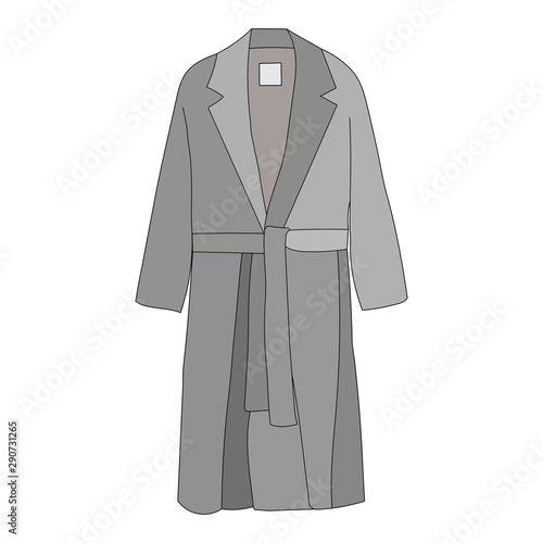 vector, on a white background, fashionable outerwear coat, cloak, gray