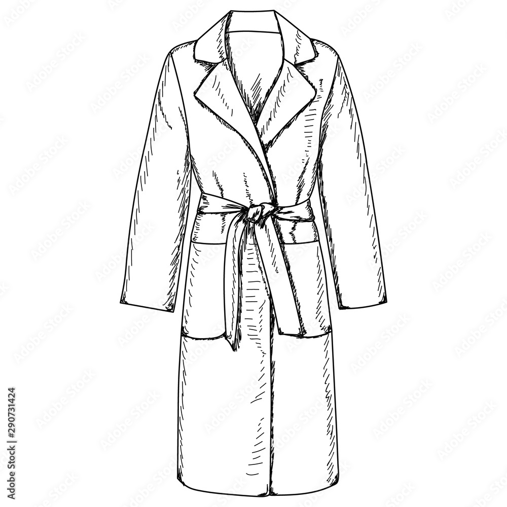 vector, on a white background sketch with linis, women coat, raincoat vector, on a white background sketch with linis, women coat, raincoat