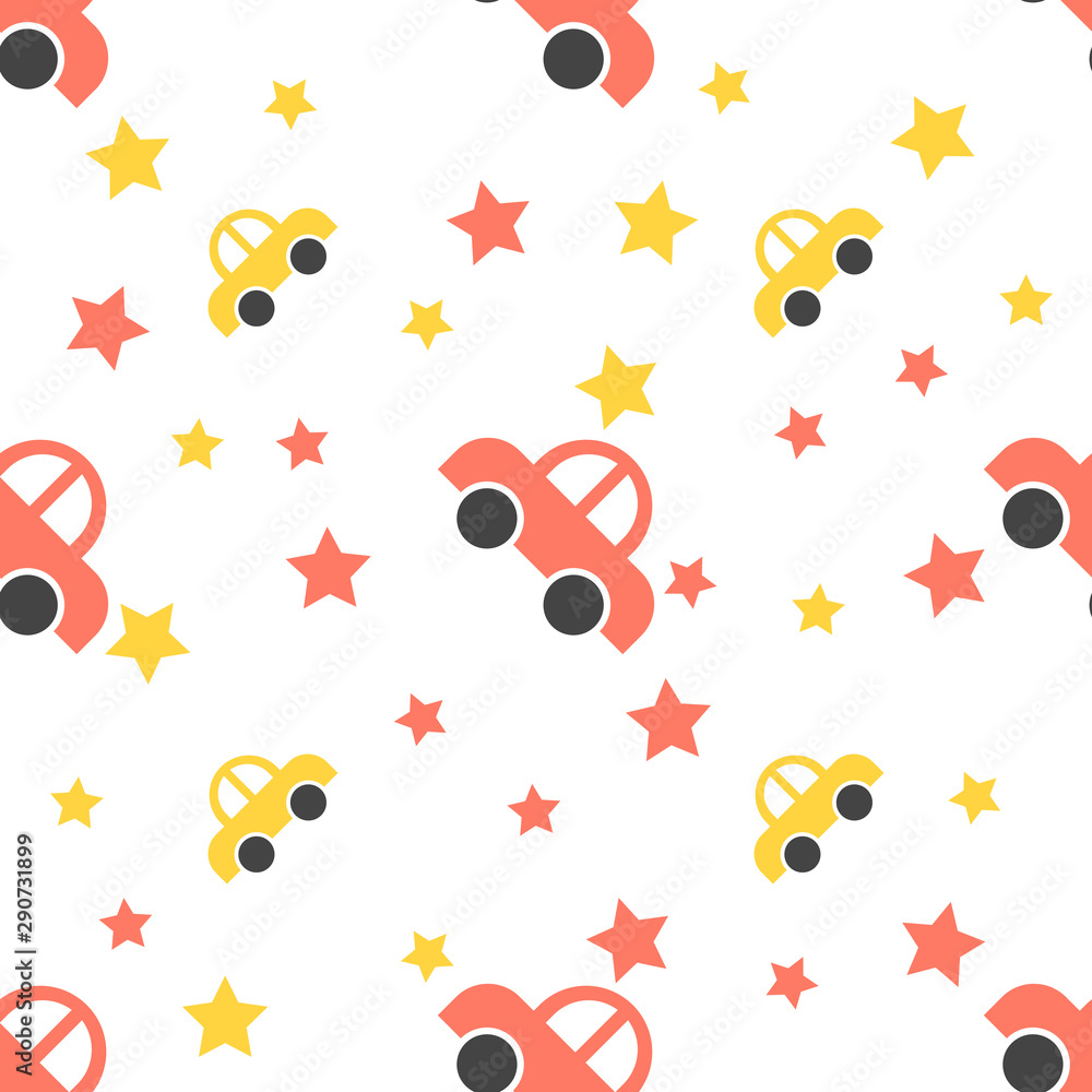Seamless pattern. Colorful car background. Vector illustration.