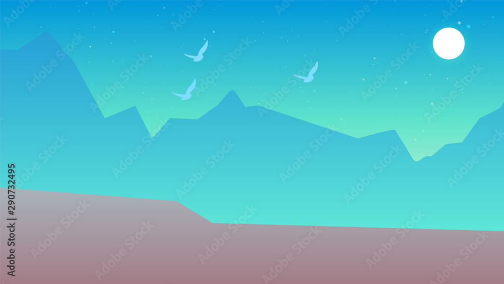 Fototapeta premium mountains landscape background, sky, blue, sand, mountains