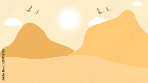 Landscape Background with Nature birds mountains