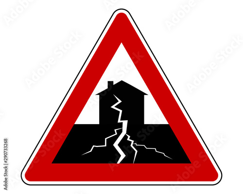 Verkehrsschild mit Erdbeben