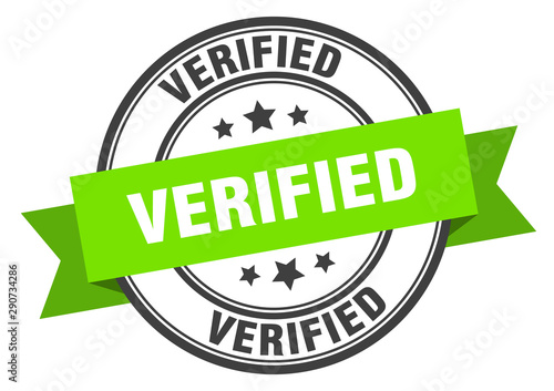 verified label. verified green band sign. verified photo