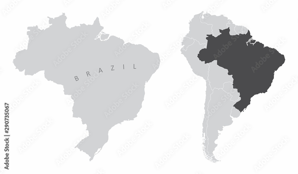 The Brazil map and its location in South America