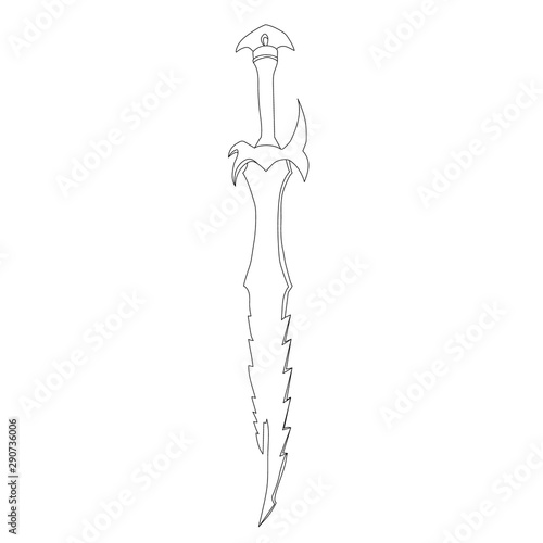 vector, isolated, black outline of sword, saber
