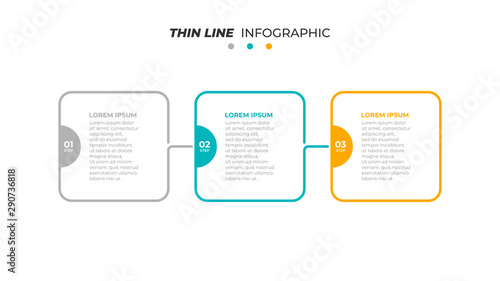 Vector infographic template. Business concept with 3 steps, options, processes and square text box creative design. Vector illustration.