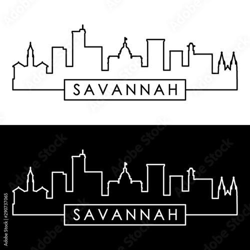 Savannah skyline. Linear style. Editable vector file.