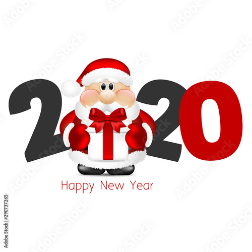 2020 New Year with Santa Clause. Vector Illustration