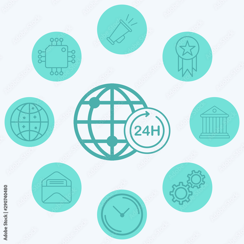 24 hours globe vector icon sign symbol 24 hours globe vector icon sign symbol