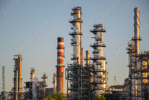 petrol refinery chimneys 
